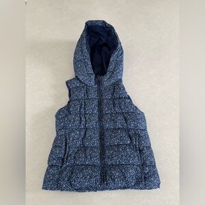 GAP Kids Navy Floral Hooded Vest Size Medium 8-9
